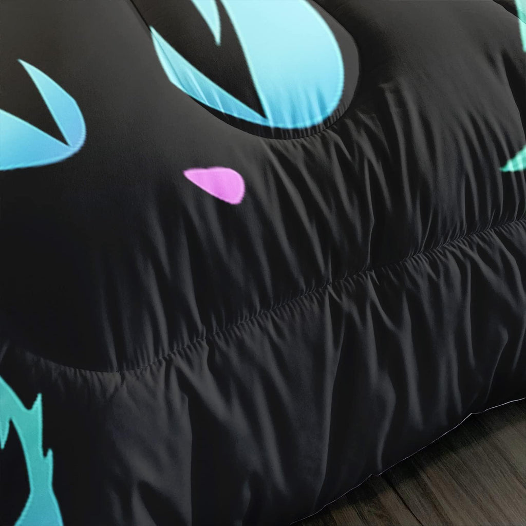 Kids Bedding Cartoon Cat Comforter Set Twin,Gradient Line Cute Cat Bedding Set for Teens Boys Girls Adults Room