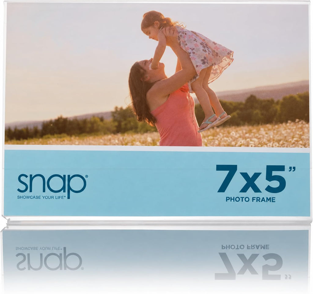 7x5 Clear Picture Frame 12 Pack: Frameless L-Shape Desktop Stand, Photo Frame and Sign Holder, Clear Acrylic Style