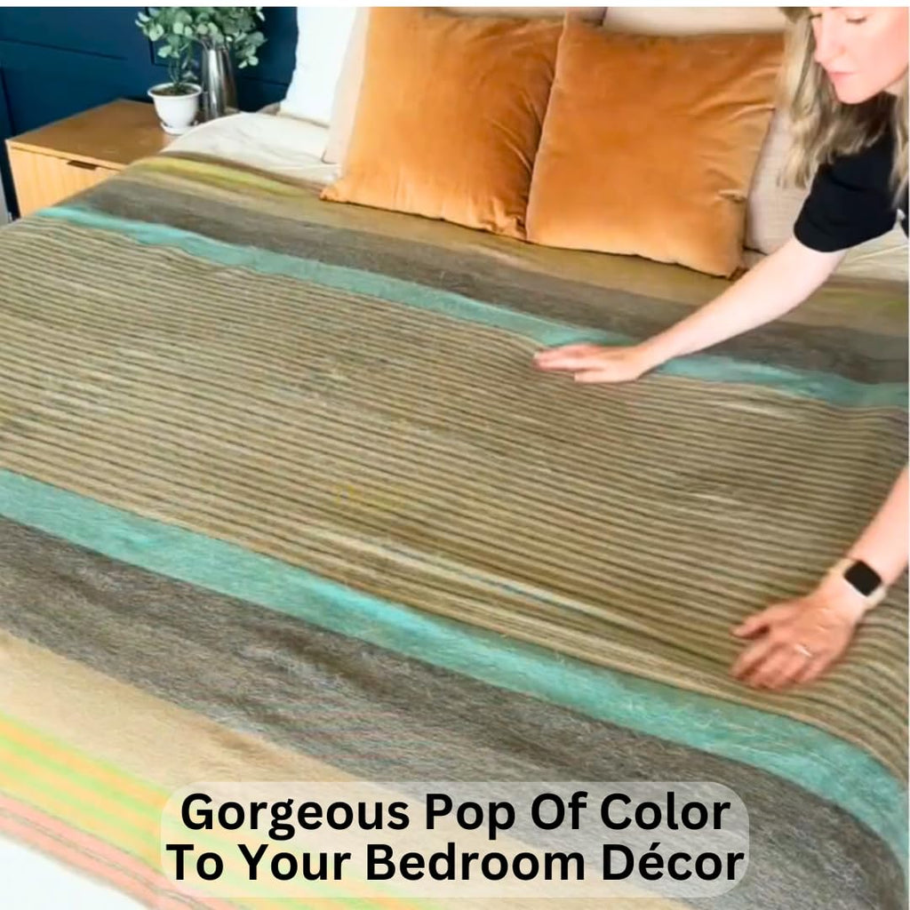 Alpaca Wool Throw Blanket | Super Soft, Lightweight, Breathable and Hypoallergenic | Non-Itchy or Scratchy (Green