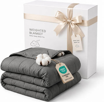 AN Cooling Weighted Blanket for Adults, 60" x 80" 15lbs Queen | Breathable Cotton Weighted Blanket with Glass Beads