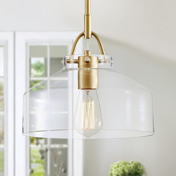 Chandelier Rustic Farmhouse Industrial Round Ceiling Pendant LED Light Fixture with Clear Glass Shades for Dining