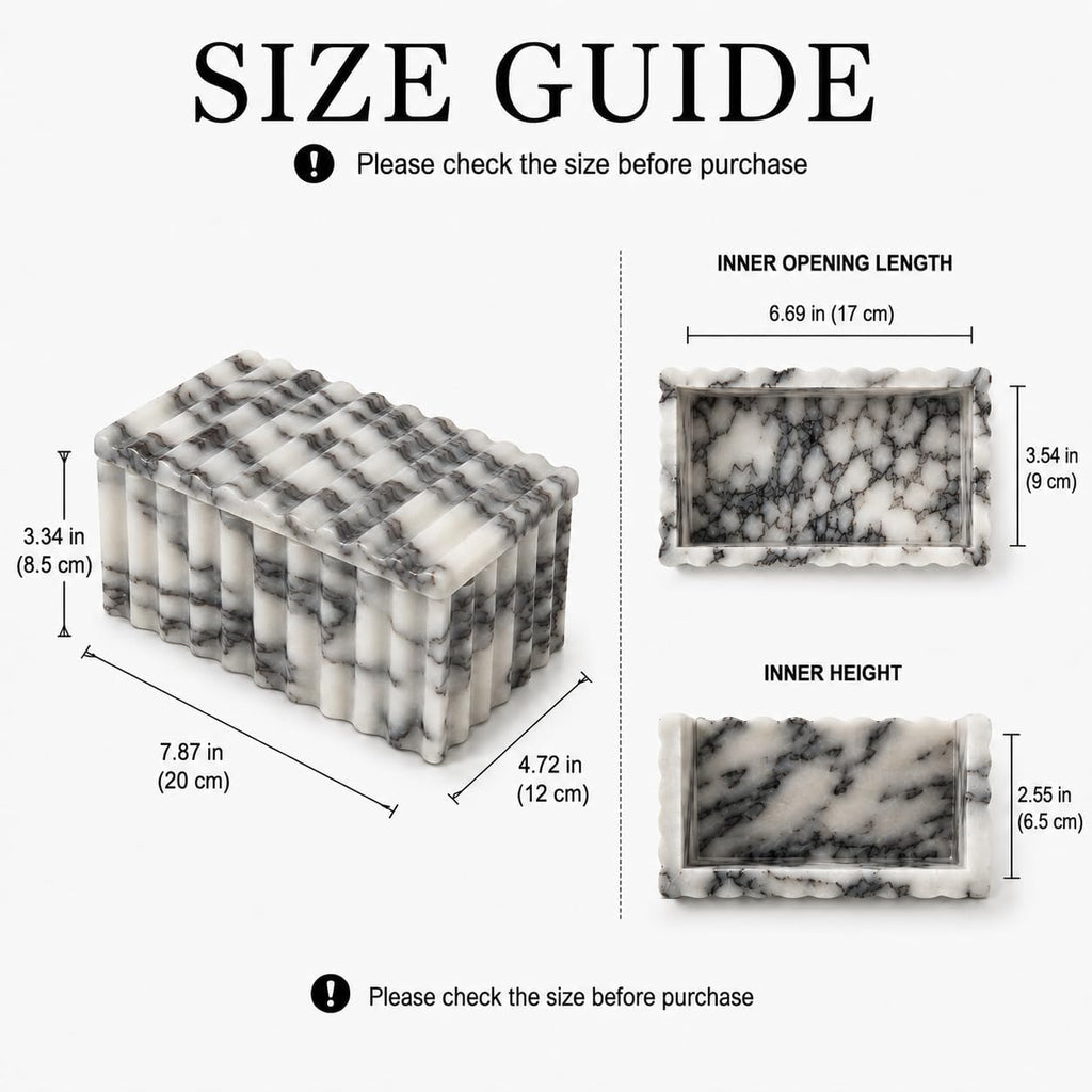 Marble Storage Box with Lid, White Purple Wave Organizer