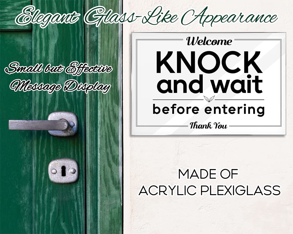 Essentials for Hosts - "Welcome, Please Knock and Wait Before Entering - Thank You!" - 4"x6" Acrylic Sign with