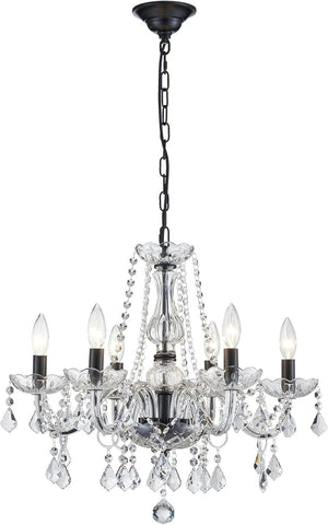 Crystal Chandelier Light Fixture, Modern K9 Crystal Chandeliers for Dining Room, 6-Lights Black Ceiling Light, Adjustable Hanging Pendant Light Fixture for Living Room Entryway Kitchen Island Hallway A110-B0F3BZTYR2