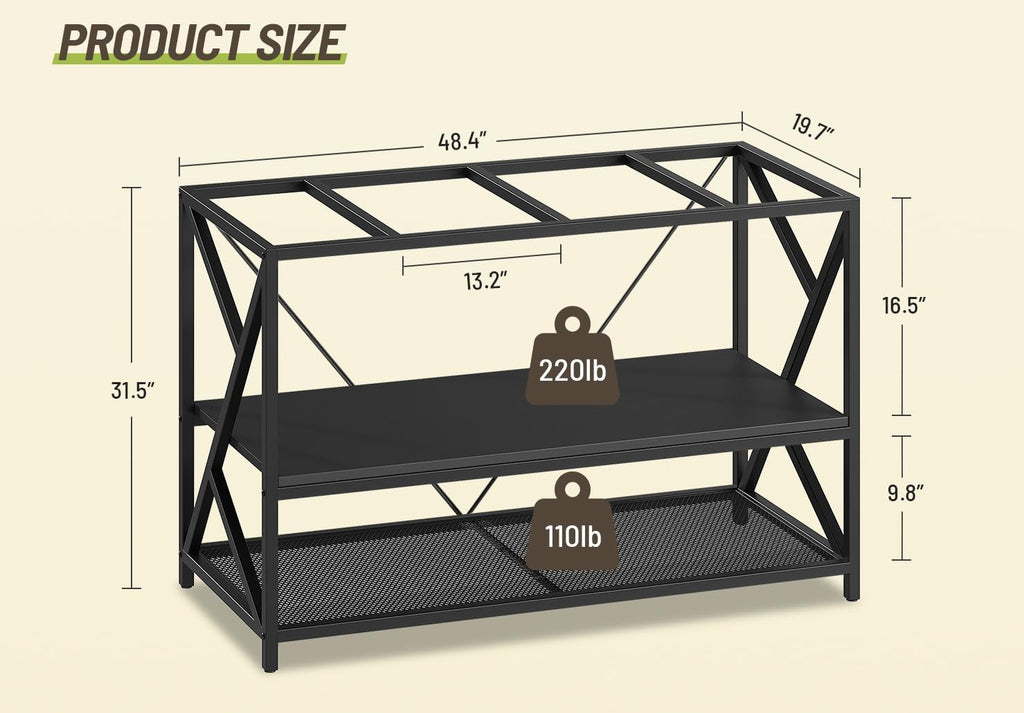55-75 Gallon Fish Tank Stand with 3-Tier Storage Shelf, Metal Aquarium Stand for Reptile Terrarium Turtle and Breeder