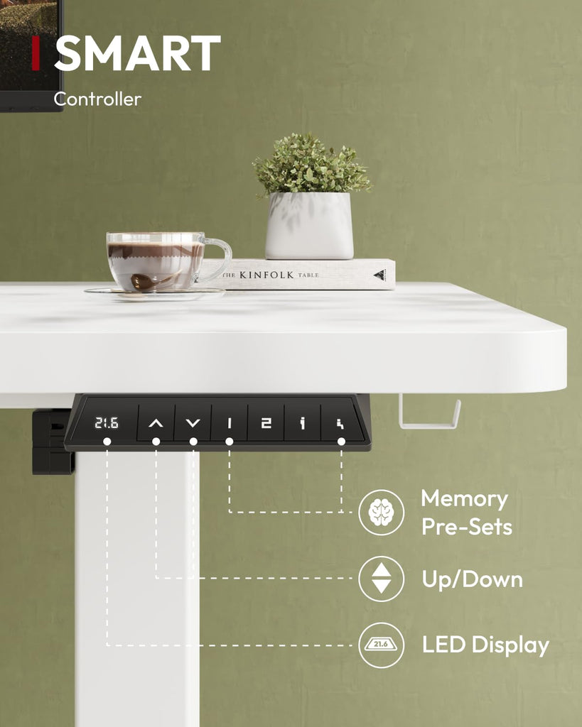 One-Piece 40 x 24'' Electric Height Adjustable Standing Desk