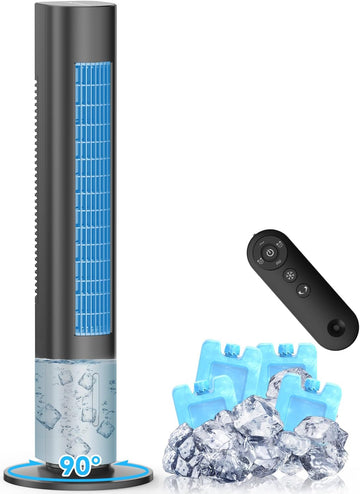 Windowless Portable Air Conditioners, 35" Evaporative Air Cooler w/3 Speeds, 25ft Remote&Touch Control, Timer