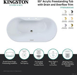VT7DE552823C427 55" Acrylic Oval Double Ended Freestanding Tub with Drain, Glossy White/Brushed Brass