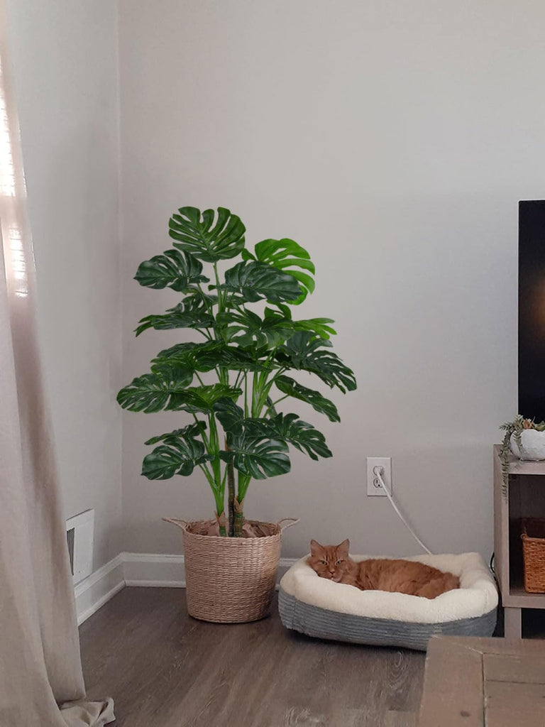54'' Tall Large Artificial Monstera Deliciosa Plants, 4.5 Feet Faux Swiss Cheese Floor Plants Fake Tropical Silk Tree