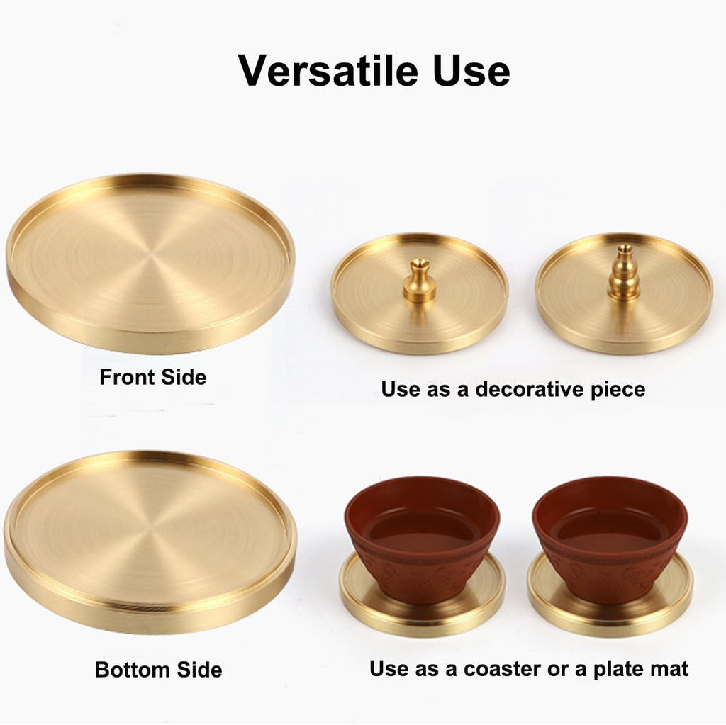 Heavy Brass Coasters for Drinks,Solid Copper Cup Holder Teacup Mat,Enhance Your Table Bar with Elegant Gold Decor