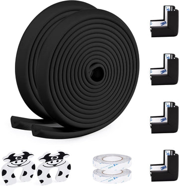 2 Pack Baby Proofing Edge and Corner Guards, 32.8 ft + 8 Corners, Black