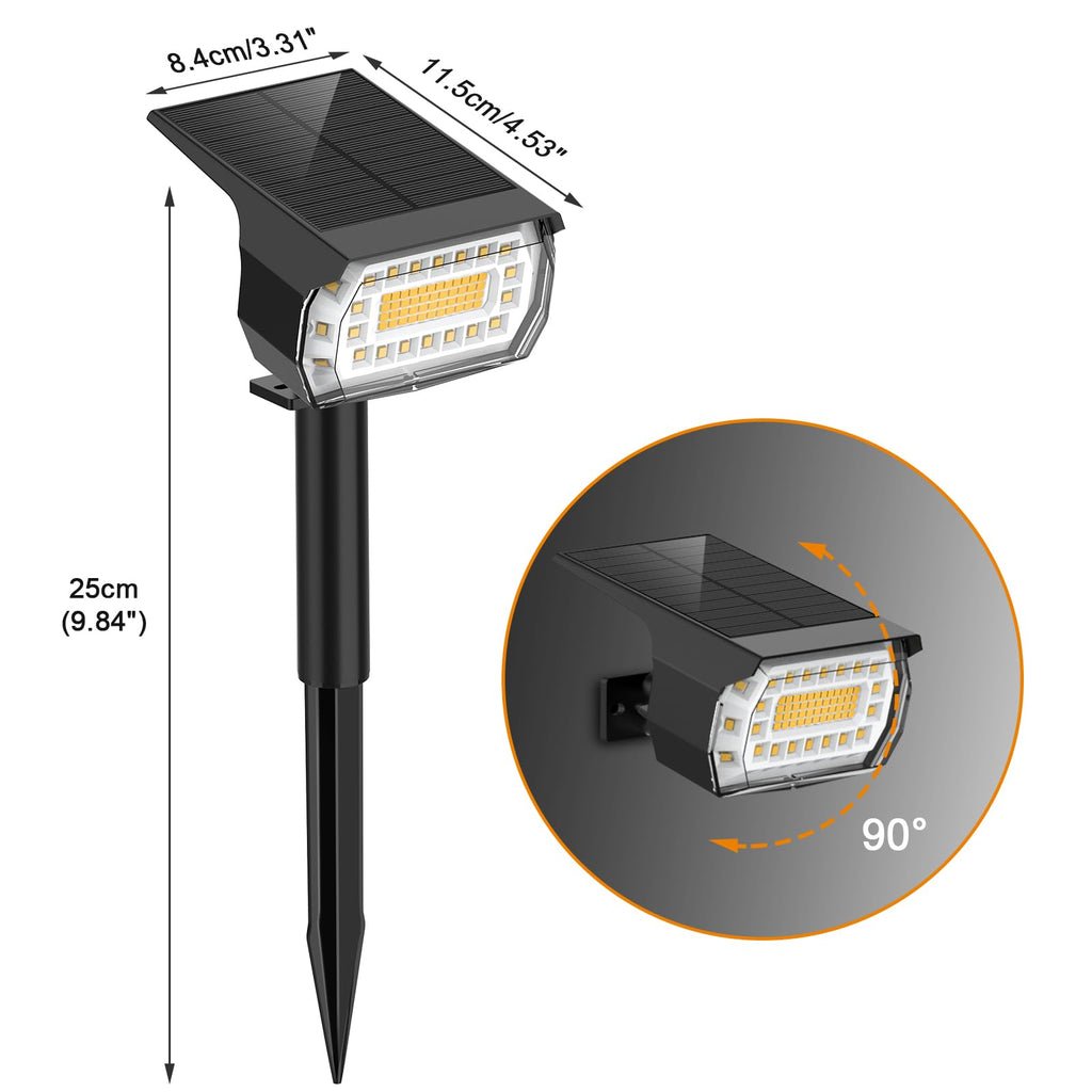 Solar Spot Lights Outdoor IP67 Waterproof, 4 Pack/76 LED, Warm White