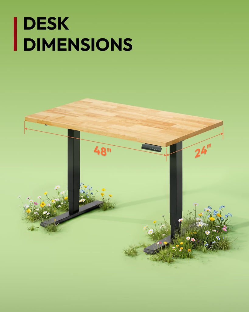 Solid Wood Dual Motor Standing Desk-48"x24"-Original/Black