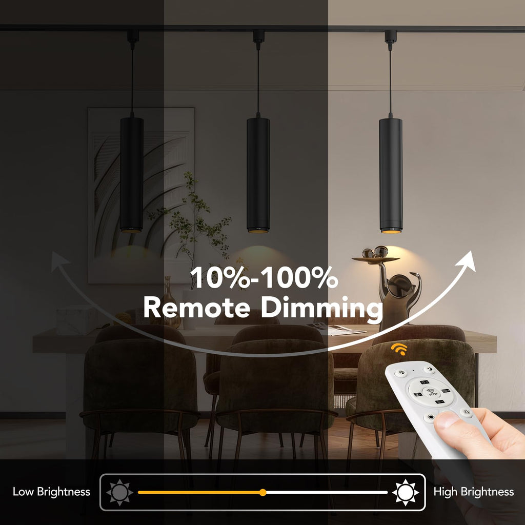 Remote Control H Track Pendant Lights, 10W Black 6 Pack