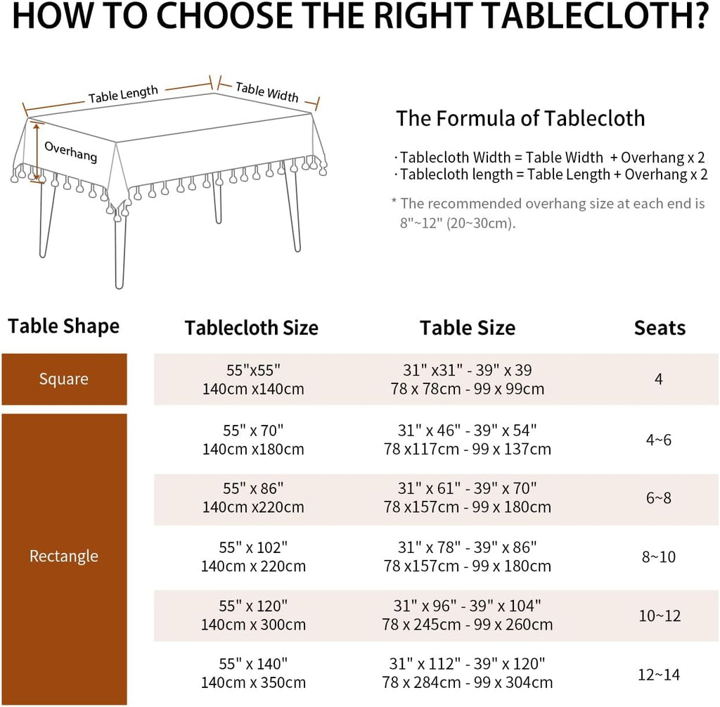 Tablecloth, Embroidered Waterproof Table Cloth Cotton Linen Wrinkle Free Anti-Fading Tablecloths Was