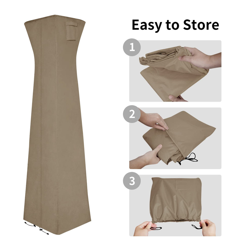 Pyramid Torch Patio Heater Cover, 90"H x 23"L x 23"W, Camel