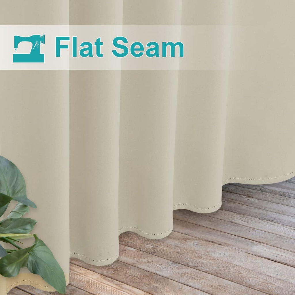 2 Panels Outdoor Patio Curtainss Waterproof Room Darkening Drapes, Detachable Sticky Tab Top Thermal Insulated