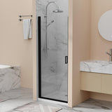 32” x 72” Pivot Swing Shower Door, 1/4 inch Tempered Glass Panel Hinged Shower Door in Matte Black Finish