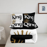 Erosebridal King and Queen Crown Comforter Set Black White Couple Bedding Set for Adult Women Men,His Her Mr Mrs Quilt