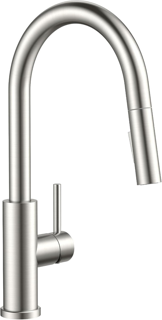 Kitchen Faucets with Pull Down Sprayer, Brushed Nickel Classic Single Handle Stainless Steel High Arc Faucet for