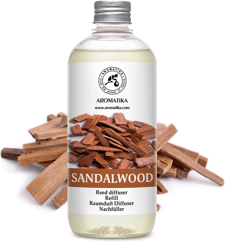 Reed Diffuser Refill Sandalwood 17 Fl Oz (500ml) - Room Diffuser - Home Fragrance - Scented Diffusers - Set of 17