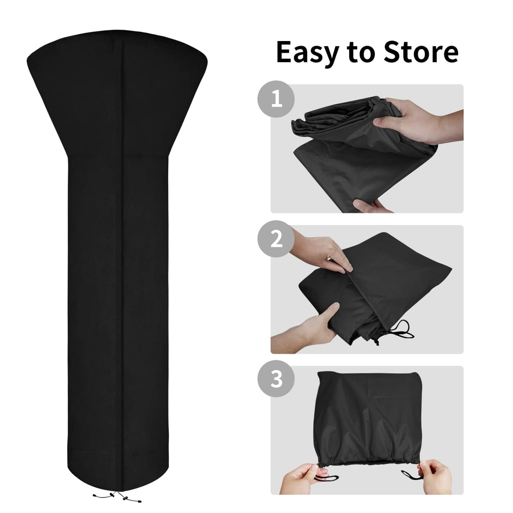 Patio Heater Cover, 89"H x 33"D x 19"B, Black