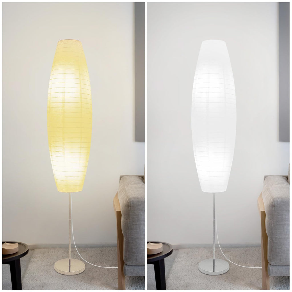 Paper Floor Lamp, Rice Paper Lamp, Japanese Floor Lamp Rice Shade -Beige(Oval)