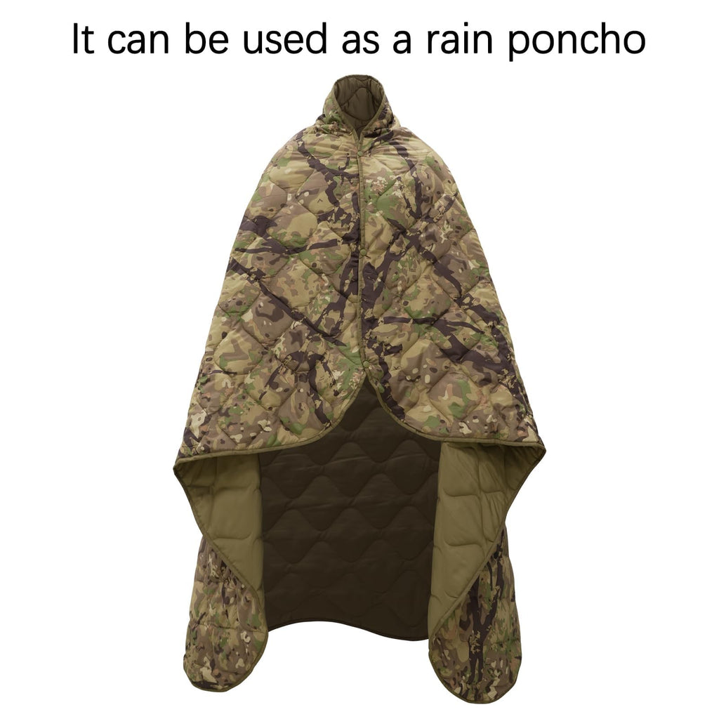 Camo Blanket Waterproof Poncho Liner for Outdoor Camping, Hiking, Hunting, Survival, Backpacking, Picnicking, Fishing