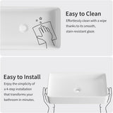 Rectangle Vessel Sinks for Bathrooms: 24 Inch Large Bathroom Vessel Sink, Modern White Porcelain Bathroom Sink