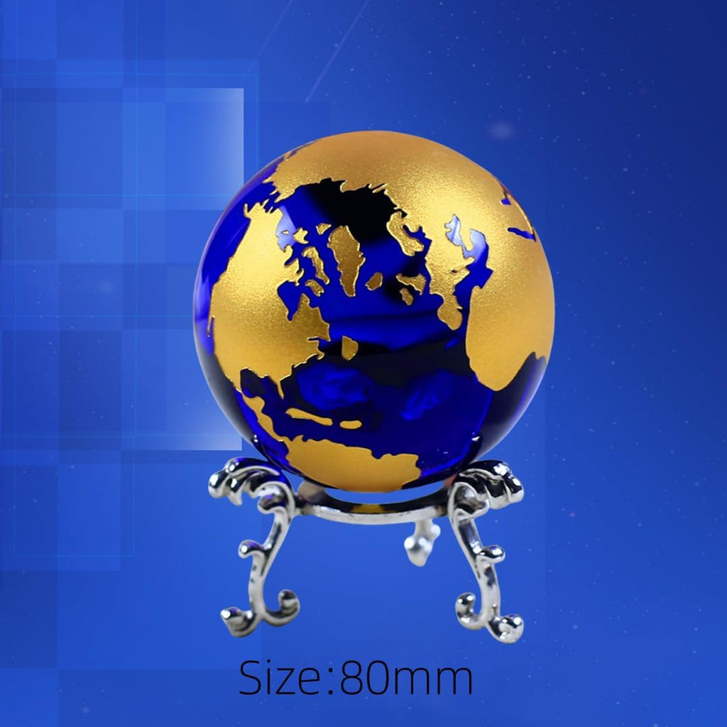 Crystal Glass Marbles earth globe world map Quartz Crystals Sphere terrarium Desk Ornaments nautical home decor (Gold