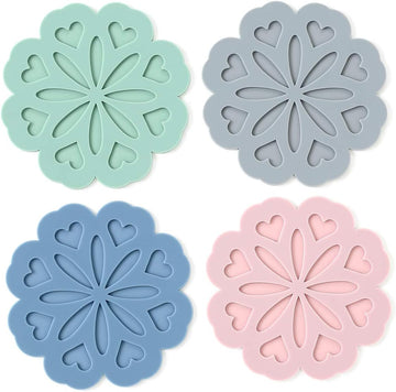 Set 4 Silicone Trivet Mat - Hot Pot Holder Hot Pads for Table & Countertop - Trivet for Hot Dishes - Non-Slip & Heat