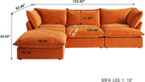 L-Shaped Modular Couches, Deep Seat Sectional Couch with Chaise Ottoman, Modern Comfy Cloud Sectional Sofas, Cushion Covers Removable, Two Corners and A Middle Sofa for Living Room (Orange) A124-B0F1JLKBRN