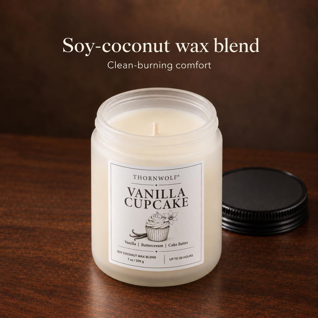 Vanilla Cupcake Scented Candle, Soy-Coconut Wax, 7 oz