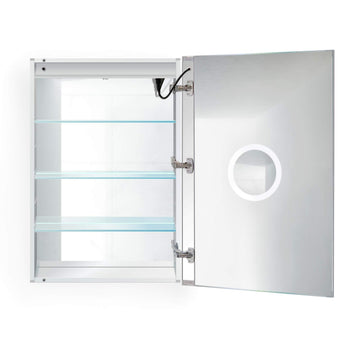 LED Medicine Cabinet 24 Inch X 30 Inch | Recessed or Surface Mount Mirror Cabinet w/Dimmer & Defogger + 3X Makeup