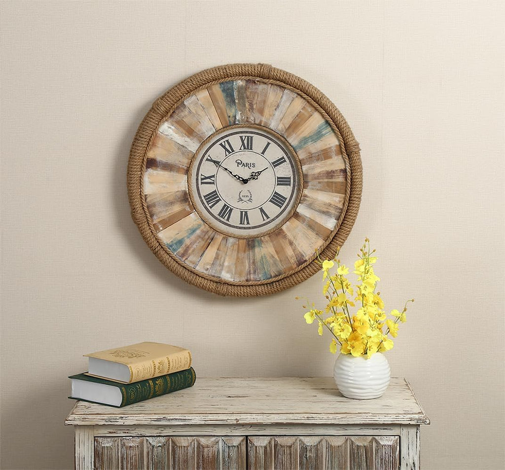 Vintage 24 Inch Wall Clocks,Quartz Silent Non Ticking,Battery Operated,Roman Numeral Style,for Bedroom