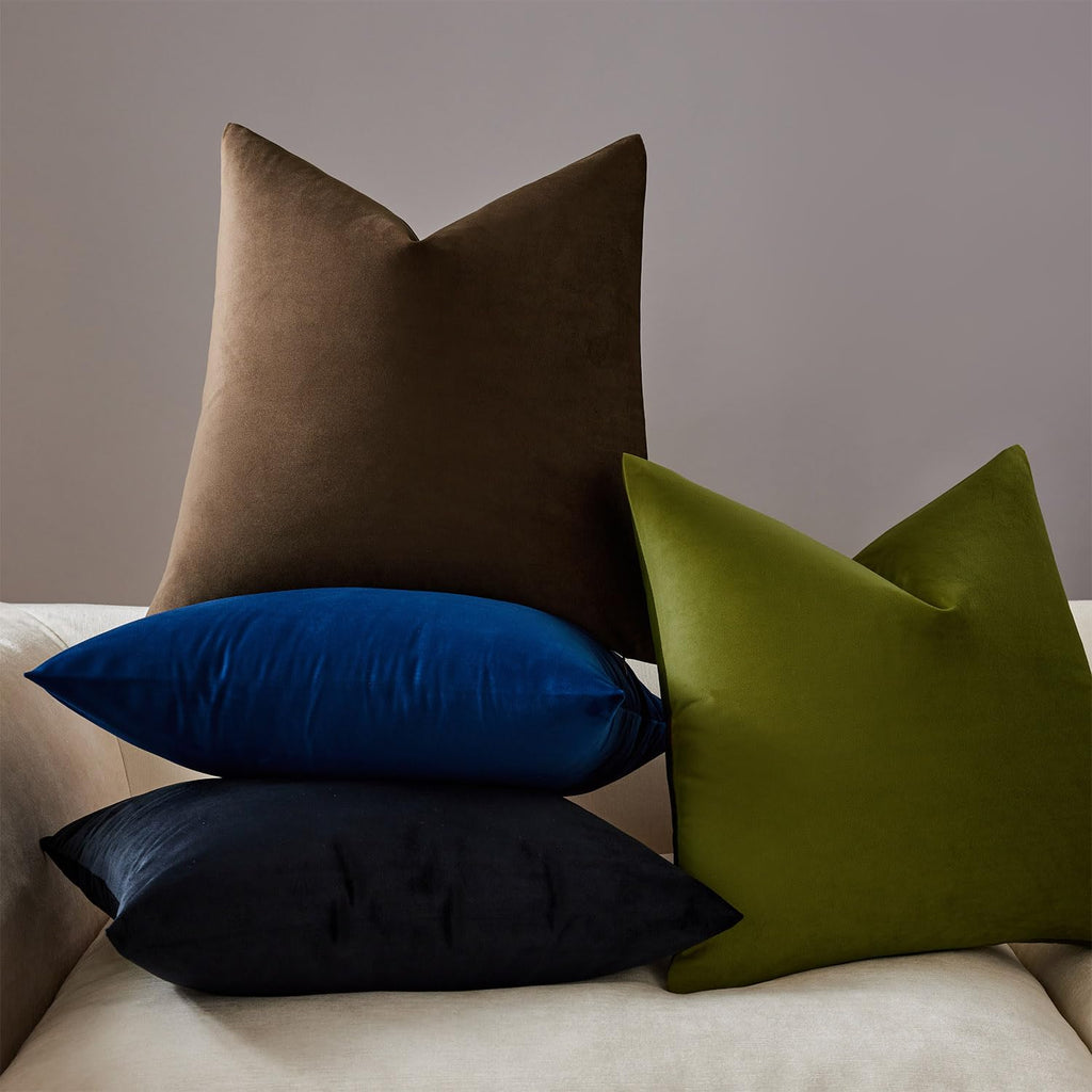 24x24 Euro Velvet Throw Pillow Covers Set of 2, Black