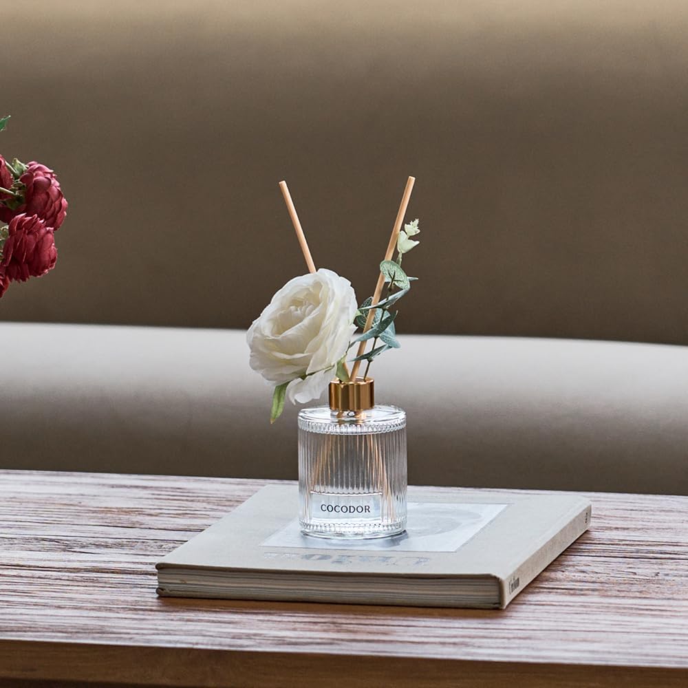 Silk Flower Reed Diffuser Set, Cashmere Vanilla, 6.7 oz Home Décor