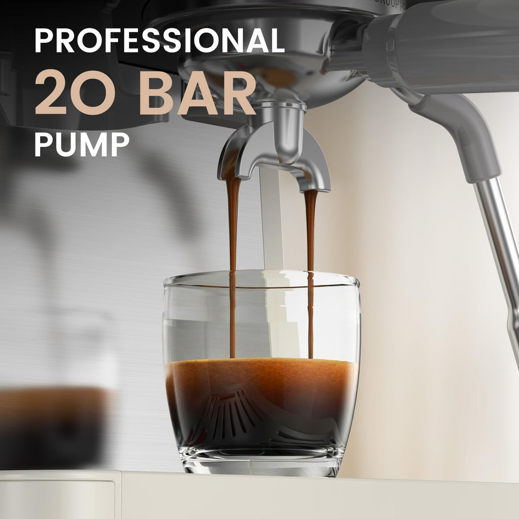 20-Bar Espresso Machine with Grinder, Automatic Coffee Maker Combo, Removable 77.8oz Water Tank, Milk Frothing Steam