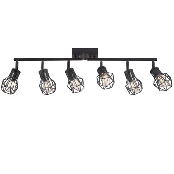 Matte Black Ceiling Mount Track Lighting 6-Light E26