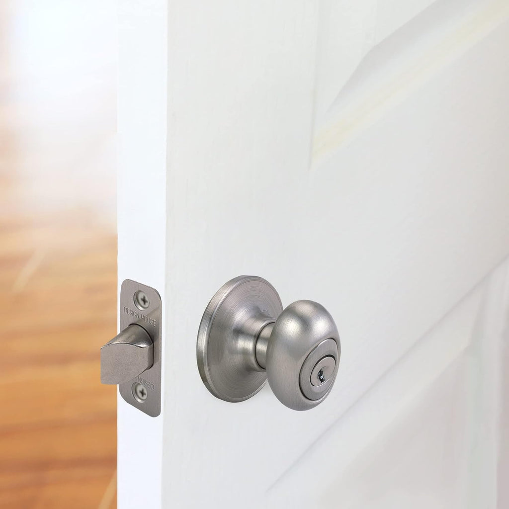 Egg Keyed Entry Door Knob, Satin Nickel