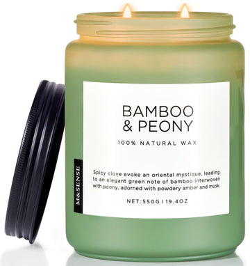 Bamboo Peony Scented Candles, Large 19.4oz Organic Soy Wax