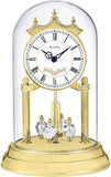 Bulova B8821 Heather Anniversary Clock - 9" Glass Dome Design - Rotating Crystal Pendulum - Westminster Chime - Engraving Plate