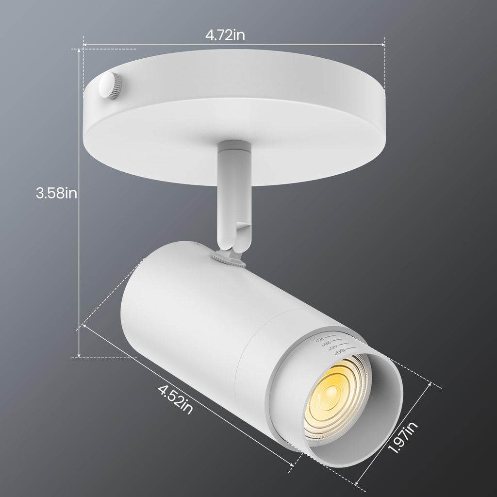 Zoomable Ceiling Spot Lights Indoor Fixtures 15-60° Adjustable Beam Angle, Dimmable 10W Directional Ceiling