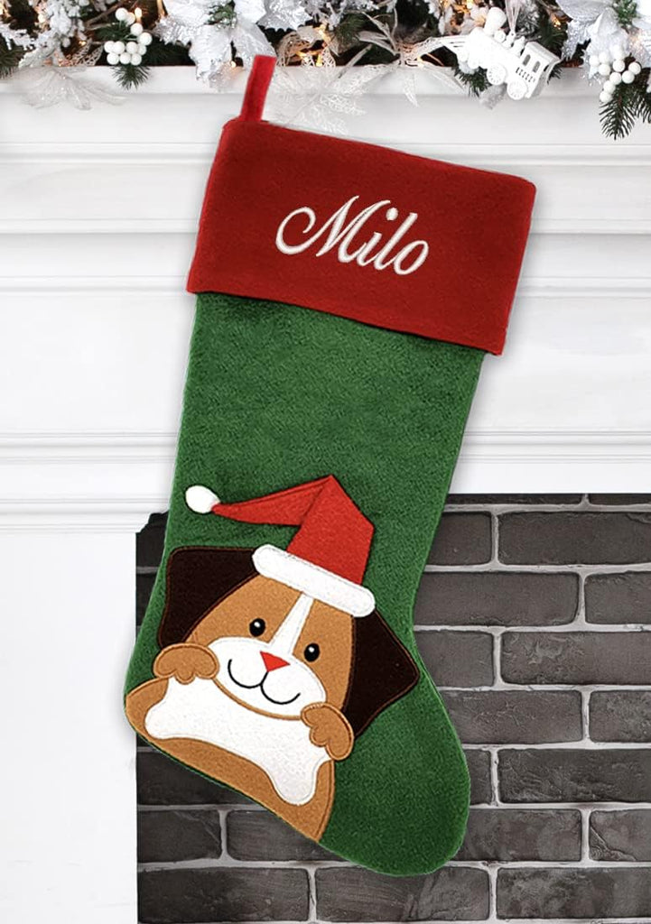 Personalized - Snowman Design - Embroidered Name - Large 18.5inch, Traditional Red and Green, Family Holiday Season