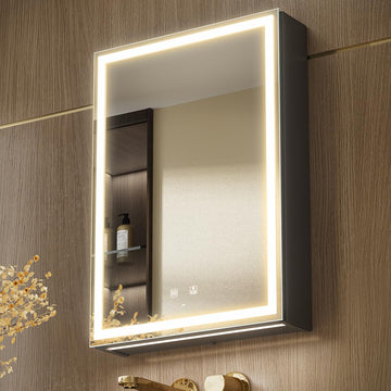 20x28 Inch Left Hinge Aluminum LED Bathroom Medicine Cabinet with Mirror