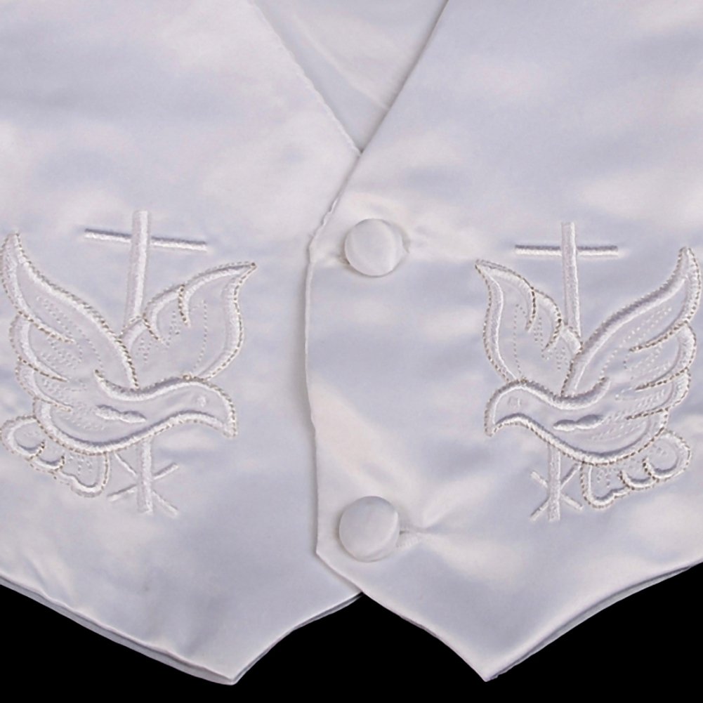 Baby Boys Baptism Christening Clothing Outfit White Satin Suit 4 Piece Set with Bonnet Months Long Sleeve