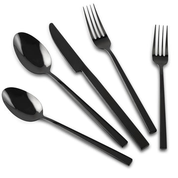 Flatware Set Black Cuboid Handle 20 Pieces Service for 4
