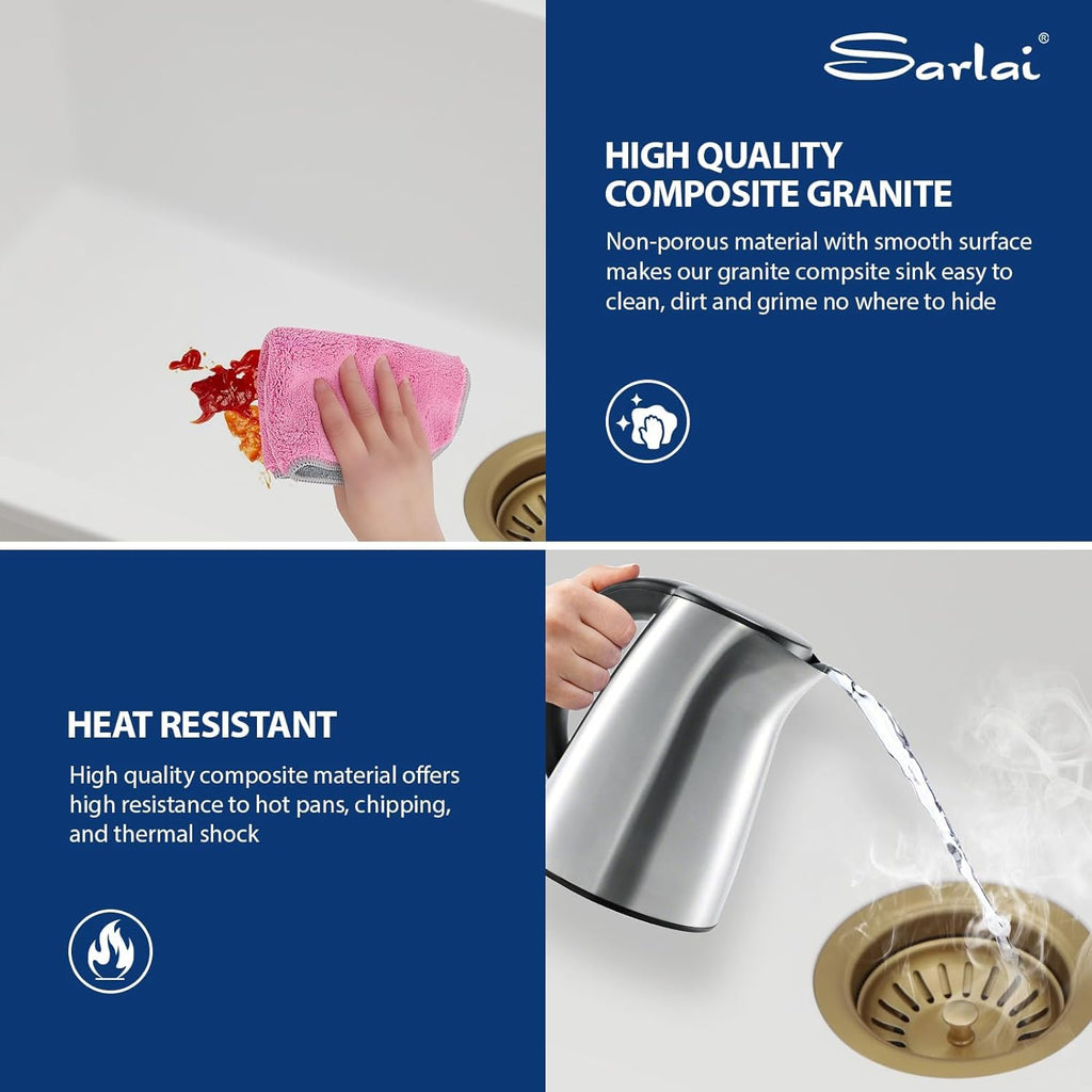 30 Granite Composite White Drop In Workstation Sinks