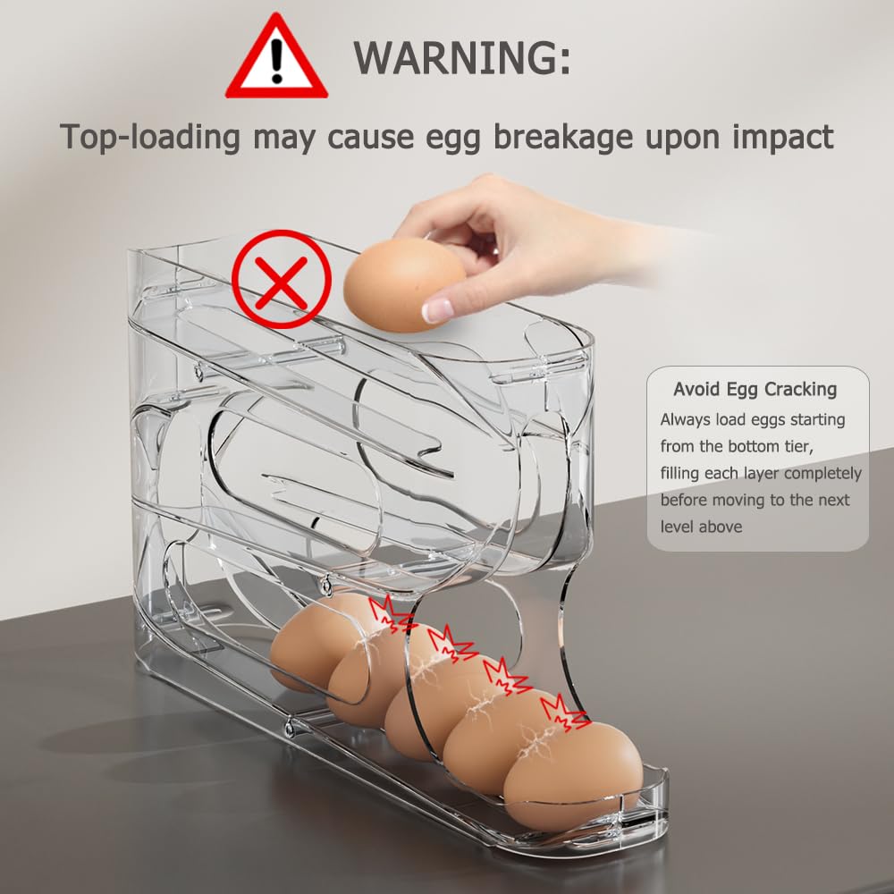 Clear FIFO Egg Holder for Fridge, Egg Dispenser for Eggs 18 Count