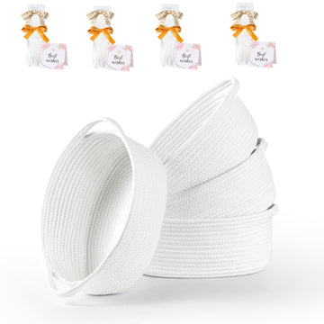 4-Pack White Gift Basket Empty, Small Baby Boo Baskets for Gifts, Halloween